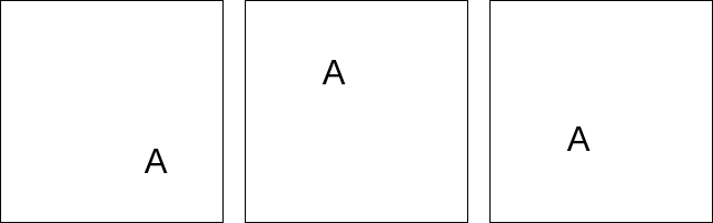 Image of sheets of assertion with A in different places